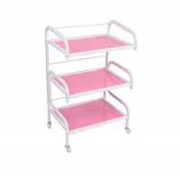 hot sell three layer glass pink color beauty modern salon trolley