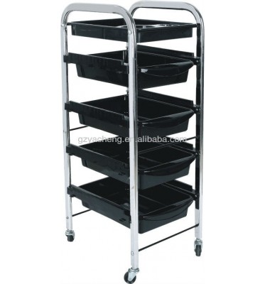 four layer black color steel frame Salon trolley